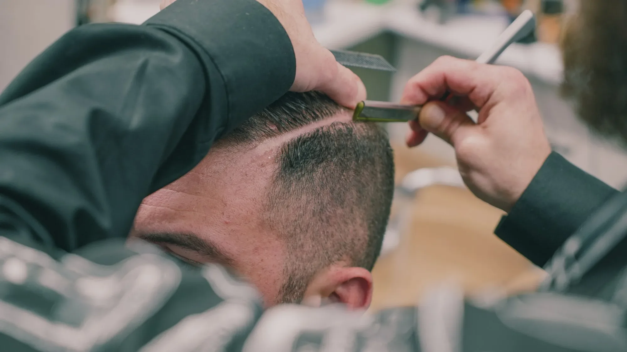 Straight-razor finish add-on at Ledgewood Barber Shop