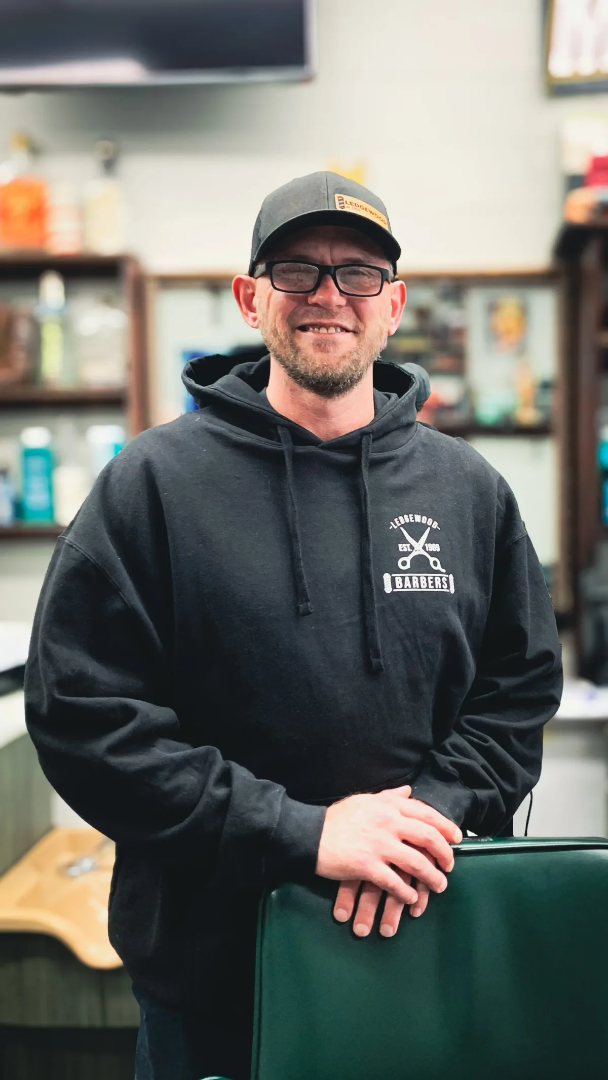 Jason Sammons, barber at Ledgewood Barber Shop in Strongsville, Ohio