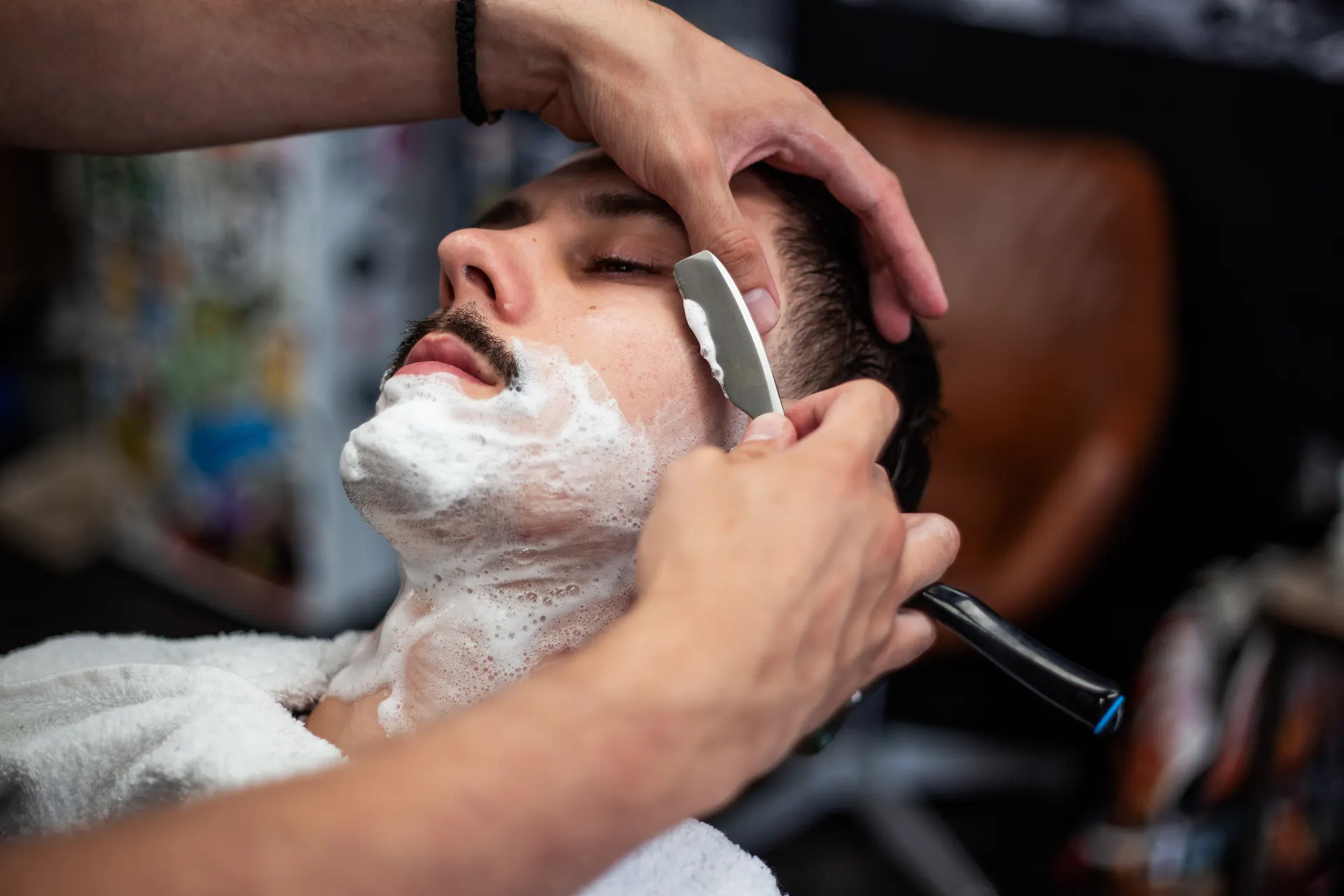 Hot straight-razor shave with lather at Ledgewood Barber Shop
